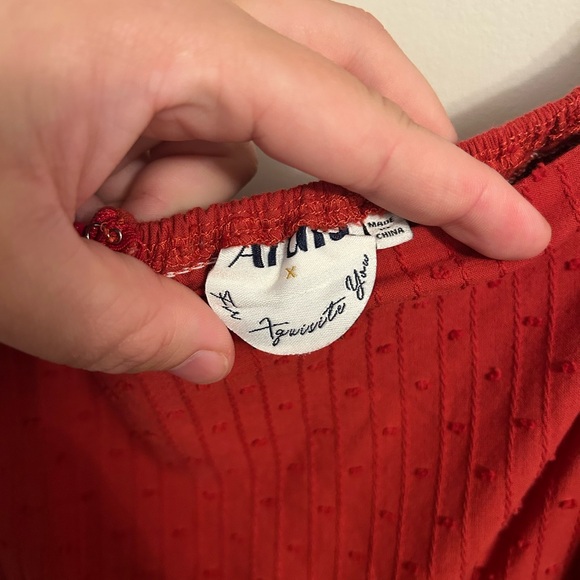 Arula womens Knee Length Puff Sleeve Square Neck Dress, Size X, Red, 100% cotton - Picture 3 of 6